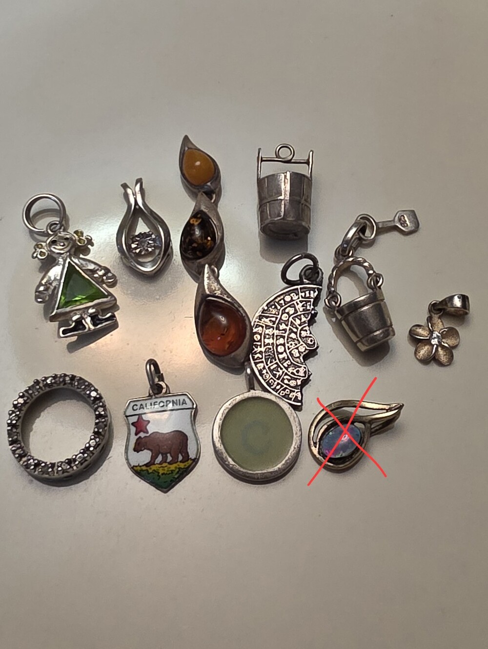 10 Vintage 925 Sterling Silver Mixed Charm Pendant Set Estate Lot Bundle